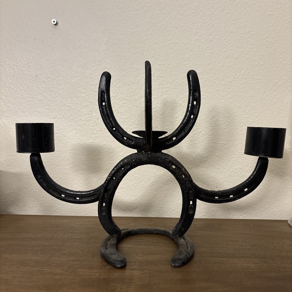 Handforged Western Hotshot Welded Votive Pillar Candle Centerpiece Rustic Cowboy